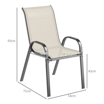Set 4 scaune suprapozabile spatar inalt 54x71x93 cm, cadru otel, sezut si spatar textilena, capacitate 120 kg, negru si bej - Verificat A · Re-Bloom - Img 3