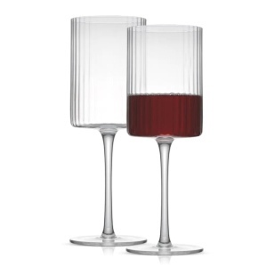 Set 6 pahare vin, model striat, 350 ml, sticla, transparent, Resigilat, Grad A - Img 3