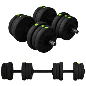 Set de 2 greutati 2in1, reglabile, otel/plastic, negru/verde, 105 x 20 x 20 cm, Resigilat, Grad A