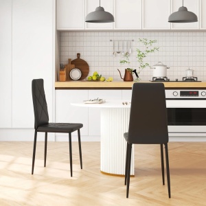 Set de 2 scaune tapitate, piele ecologica/otel, negru, 41 x 50 x 97 cm, Resigilat, Grad A - Img 5