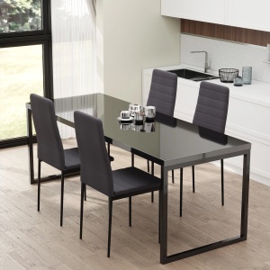 Set de 4 scaune tapitate Re-Bloom, poliester/metal, gri/negru, 41 x 50 x 97 cm, Resigilat, Grad A - Img 2