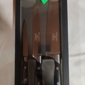 Set de cutite pentru bucatarie, 3 piese, premium, Otel Inoxidabil german X50 Ultra+, Negru, Resigilat, Grad A - Img 5