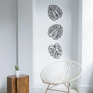 Set decor de perete Re-Bloom, 3 piese, metal, negru - Img 2