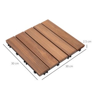 Set gresie exterior din lemn de brad si PVC, 27 bucati, interblocabila, antiderapanta, 30x30x2.5cm, Maro - Verificat A · Re-Bloom - Img 3