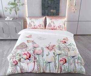 Set husa pilota + fata de perna, 70% bumbac/30% poliester, 135x200 cm + 80x80 cm, imprimeu pigmentat, lavabil 30°C, multicolor - Verificat A · Re-Bloom
