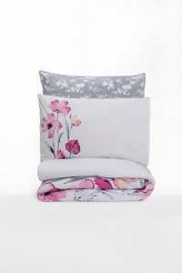 Set husa pilota + fata de perna, bumbac ranforce 100%, 155x220 cm + 80x80 cm, model floral, multicolor - Verificat A · Re-Bloom - Img 3