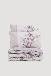 Set husa pilota + fata de perna, bumbac ranforce 100%, 220x240 cm + 80x80 cm, alb/violet - Verificat A · Re-Bloom - Img 2