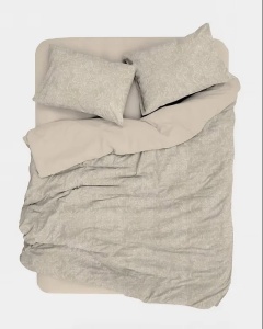 Set husa pilota + fata de perna, satin bumbac 100%, 135x200 cm + 80x80 cm, bej - Verificat A · Re-Bloom