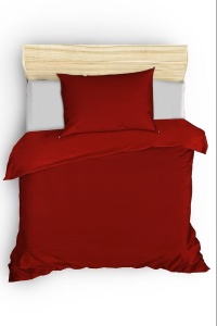 Set husa pilota + fata de perna, satin bumbac 100%, 155x220 cm + 80x80 cm, rosu inchis - Verificat A · Re-Bloom - Img 2