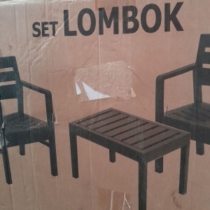 Set mobilier terasa/gradina, Progarden, Lombok, 3 piese, polipropilena, antracit, 2 scaune 63x58x74 cm, masa 74x55x38 cm, fara perne, Resigilat, Grad A - Img 2