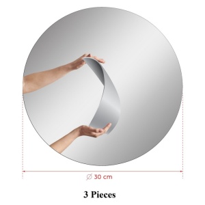 Set oglinda decorativa Re-Bloom, 3 piese, MDF/acril, argintiu, 30 cm - Img 4