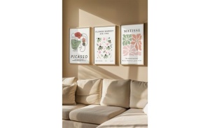 Set tablou decorativ Re-Bloom, 3 piese, lemn masiv/MDF, multicolor, 33 x 48 cm - Img 3