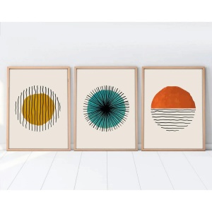 Set tablou decorativ Re-Bloom, 3 piese, MDF/lemn masiv, multicolor, 50 x 70 cm - Img 3