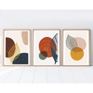 Set tablou decorativ Re-Bloom, 3 piese, MDF/lemn masiv, multicolor, 50 x 70 cm - Img 6
