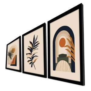 Set tablou decorativ Re-Bloom, 3 piese, MDF/lemn, multicolor, 38 x 53 cm