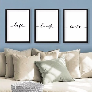 Set tablou decorativ Re-Bloom, 3 piese, MDF/plastic, alb/negru, 24 x 29 cm - Img 4