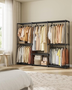 Stand pentru haine Songmics, otel/plastic, negru, 205 x 43 x 166 cm, Resigilat, Grad A - Img 4
