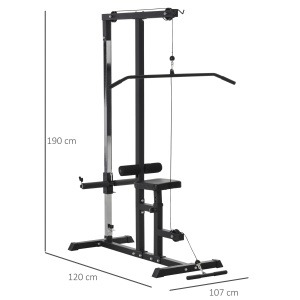 Statie fitness pull-down Re-Bloom, otel/PVC, 107x120x190 cm, banca reglabila, cablu, sezut max 58 cm, 100 kg, negru - Verificat A · Re-Bloom - Img 2