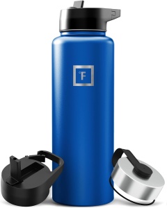 Sticla din otel inoxidabil IRON °FLASK, 3 capace, rece 24 ore / cald 12 ore, izolata, albastru inchis, fara BPA, 1200 ml