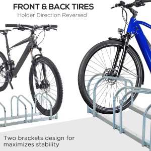 Suport biciclete otel zincat, 4 locuri, modular, 110x33x27cm, Argintiu - Verificat A · Re-Bloom - Img 4