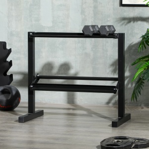 Suport pentru gantere Re-Bloom, 2 nivele, otel, negru, 94 x 52,5 x 82 cm, Resigilat, Grad A - Img 3