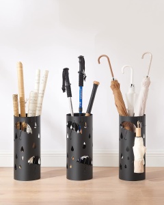 Suport pentru umbrele Songmics, metal, negru, 41 x 17 cm, Resigilat, Grad A - Img 4