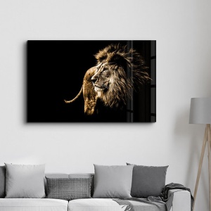 Tablou de perete Re-Bloom, model leu, sticla securizata, maro/negru, 70 x 110 cm - Img 3
