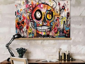 Tablou decorativ canvas 50x70 cm, panza/lemn, design modern vibrant, multicolor - Verificat A · Re-Bloom - Img 2