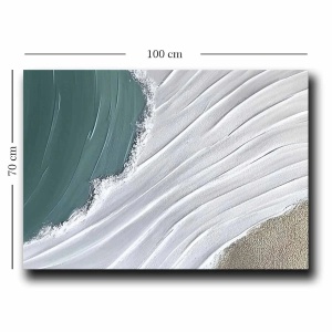 Tablou decorativ canvas 70x100 cm, panza 100% grosime 2.8mm, rama lemn pin 100%, albastru/alb/bej - Verificat A · Re-Bloom - Img 3