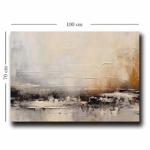 Tablou decorativ canvas 70x100 cm, panza 100% grosime 2.8mm, rama lemn pin 100%, alb/gri/auriu - Verificat A · Re-Bloom - Img 3