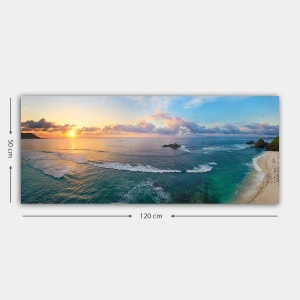 Tablou decorativ canvas model Marea 50x120 cm, panza 100%, rama lemn 100% grosime 3 cm, format panoramic, albastru/bej/auriu - Verificat A · Re-Bloom - Img 2