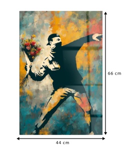 Tablou decorativ model floral canvas 44x66 cm, panza/lemn, auriu/negru - Verificat A · Re-Bloom - Img 5