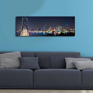 Tablou decorativ Re-Bloom, LED, lemn/panza, multicolor, 30 x 90 cm - Img 5