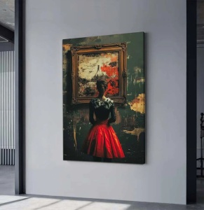Tablou decorativ Re-Bloom, lemn/panza, multicolor, 45 x 70 cm - Img 3