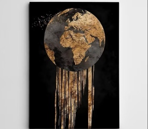 Tablou decorativ Re-Bloom, lemn/panza, negru/auriu, 50 x 70 cm - Img 4