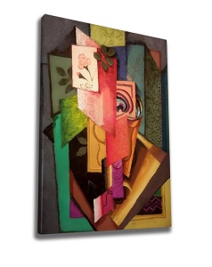 Tablou decorativ Re-Bloom, model abstract, lemn/panza, multicolor, 50 x 70 cm