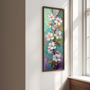 Tablou decorativ Re-Bloom, model floral, MDF/lemn masiv, multicolor, 40 x 120 x 3,5 cm - Img 5