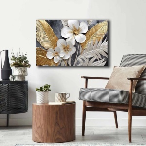 Tablou decorativ Re-Bloom, model floral, panza/lemn, multicolor, 45 x 70 cm - Img 3