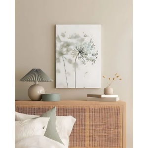 Tablou decorativ Re-Bloom, model papadie, lemn/panza, alb/negru, 40 x 60 cm