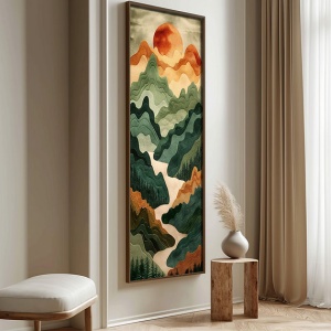 Tablou decorativ Re-Bloom, model peisaj, MDF/lemn masiv, multicolor, 40 x 120 cm - Img 3