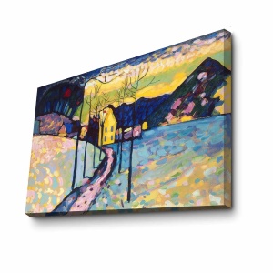 Tablou decorativ Re-Bloom, model peisaj, panza/lemn, multicolor, 70 x 100 cm