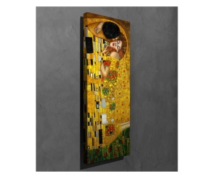 Tablou decorativ Re-Bloom, model Sarutul, lemn/panza, multicolor, 30 x 80 cm - Img 3