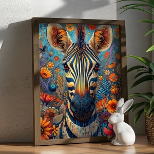 Tablou decorativ Re-Bloom, model zebra, MDF/lemn masiv, multicolor, 35 x 47 x 3,5 cm - Img 3