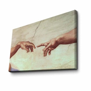 Tablou decorativ Re-Bloom, panza/lemn, bej, 45 x 70 cm