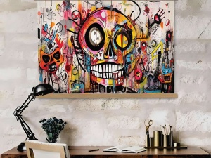 Tablou decorativ Re-Bloom, panza/lemn, multicolor, 50 x 70 cm - Img 3