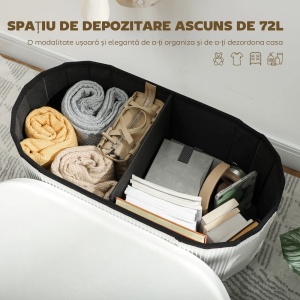Taburet cu spatiu de depozitare Re-Bloom, pliabil, catifea/MDF/spuma, 76 x 38 x 35 cm, Resigilat, Grad A - Img 2