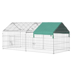 Tarc pentru animale cu invelitoare si usi Re-Bloom, otel/polietilena, 220x103x103 cm, invelitoare 135.5x75 cm, distanta bare 3.3 cm, argintiu/verde - Verificat A · Re-Bloom