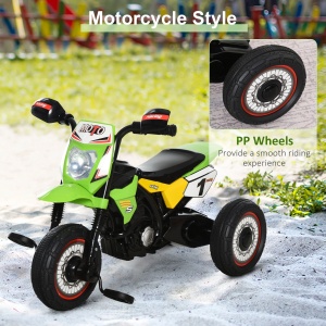Tricicleta stil motocicleta copii 18-36 luni, 71x40x51 cm, sunete si lumini, 3 roti, PP/metal, verde - Verificat A · Re-Bloom - Img 2