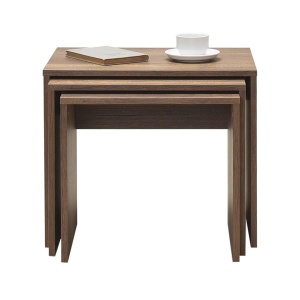 Triplu set 3 masute cafea living 55x40x47 cm, PAL 16mm melamina 100%, design cuiburi, nuc - Verificat A · Re-Bloom - Img 4