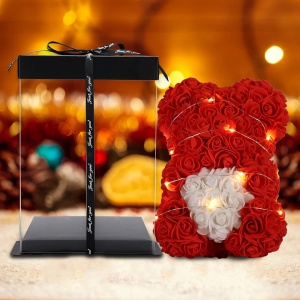 Ursulet de trandafiri RUIWKO, LED, rosu, 25 cm - Img 2